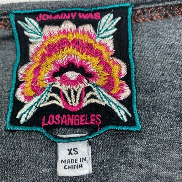 Johnny Was Women Shirt Embroidered Boho Aztec Southwestern Oversized XS Gray Red - Picture 6 of 8